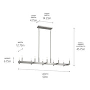 Kichler 52614SN Ten Light Linear Chandelier, Satin Nickel (6)