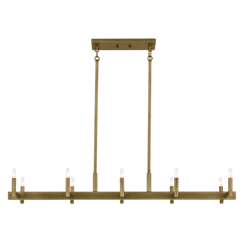 Kichler 52614NBR Ten Light Linear Chandelier, Natural Brass (2)
