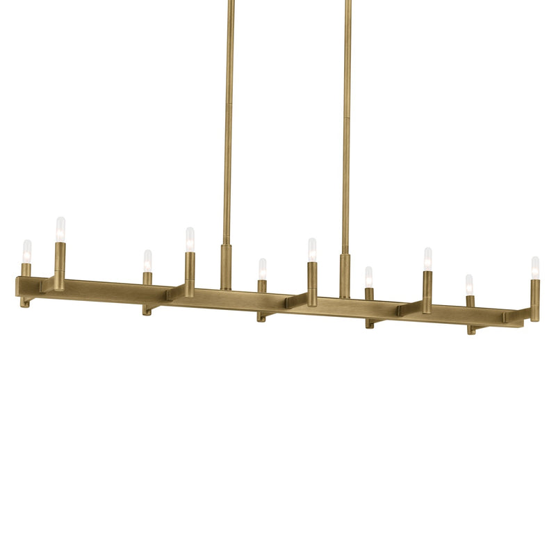 Kichler 52614NBR Ten Light Linear Chandelier, Natural Brass (3)