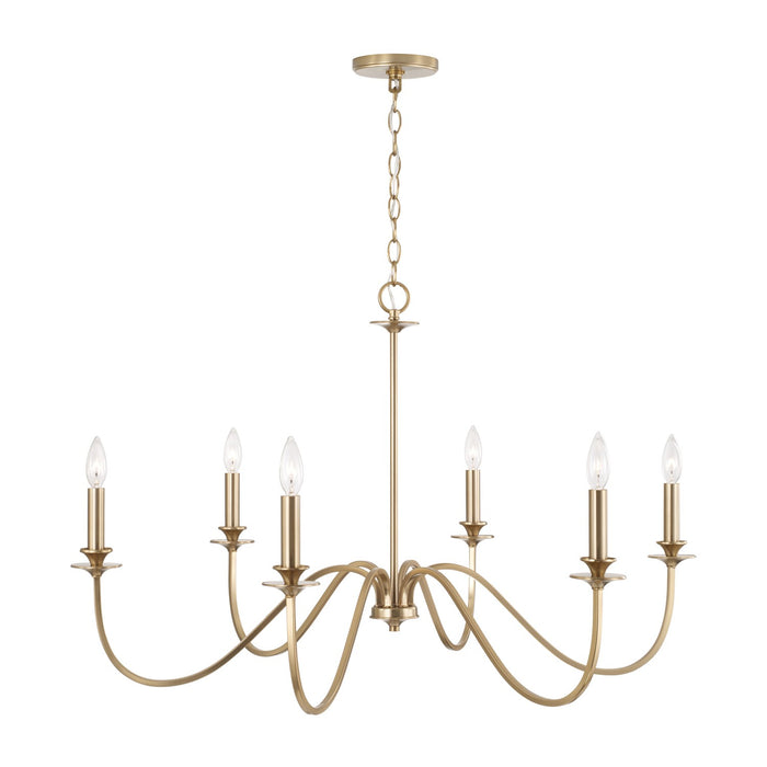 Capital Lighting AA1029MA Six Light Chandelier, Matte Brass (2)