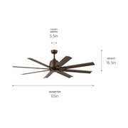 Kichler 310265SNB 65"Ceiling Fan, Satin Natural Bronze (4)