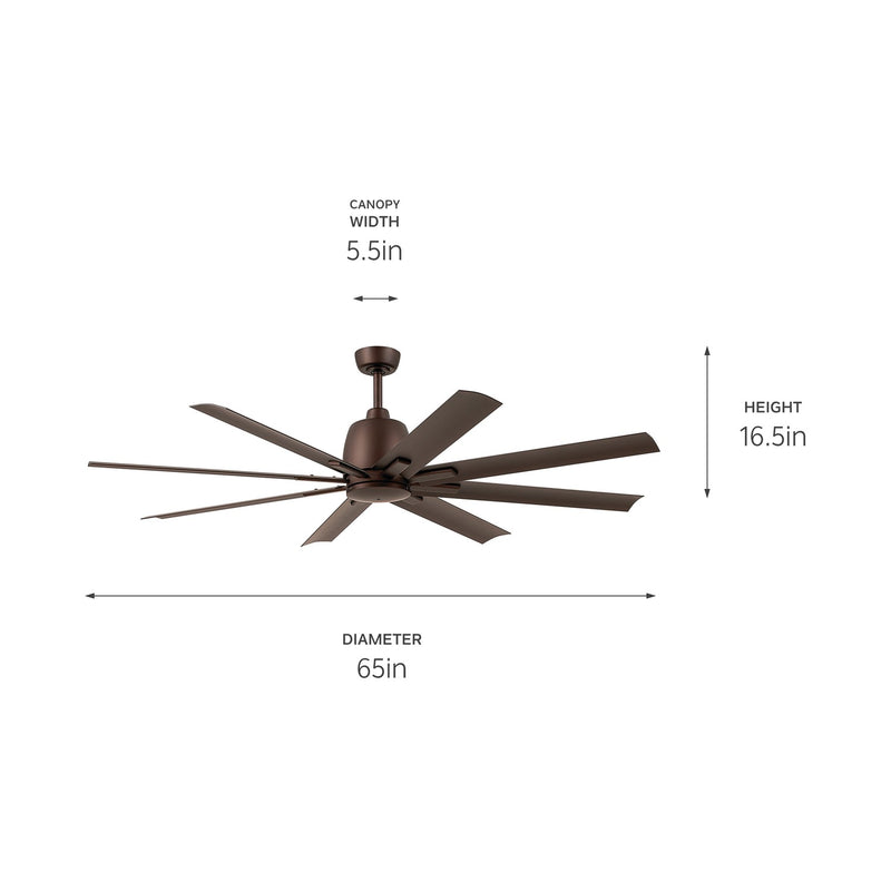 Kichler 310265SNB 65"Ceiling Fan, Satin Natural Bronze (4)