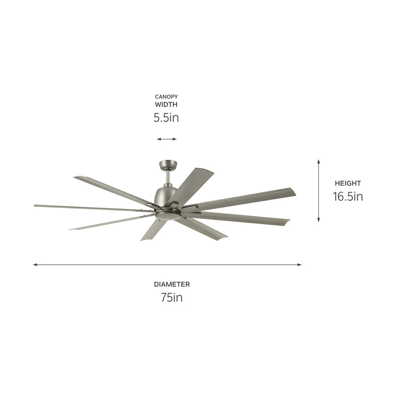 Kichler 310275NI 75"Ceiling Fan, Brushed Nickel (4)