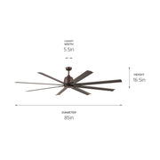 Kichler 310285SNB 84"Ceiling Fan, Satin Natural Bronze (4)