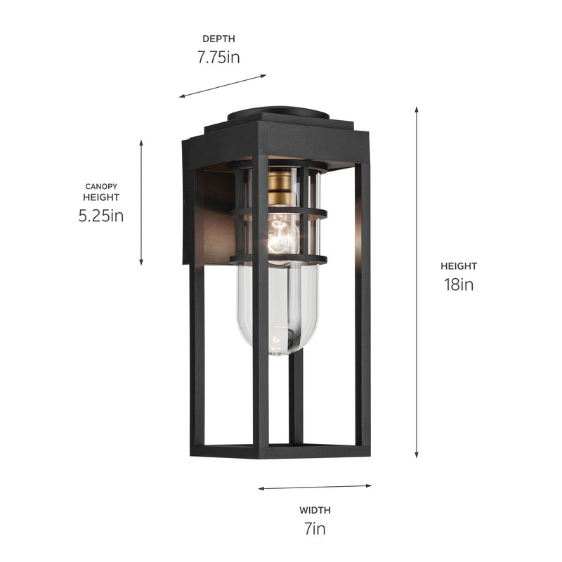 Kichler 59138BKT One Light Outdoor Wall Mount, Textured Black (6)