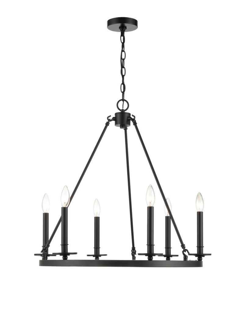 Millennium 6706-MB Florence Six Light Chandelier, Matte Black Alternate Image.jpg