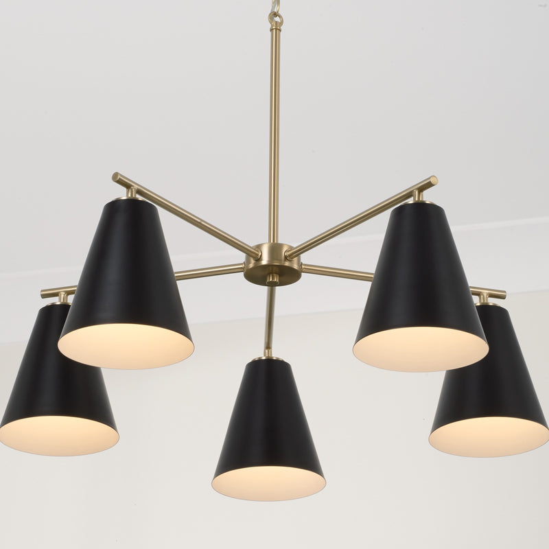 Capital Lighting AA1040RK Five Light Chandelier, Matte Brass and Black (4)