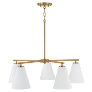 Capital Lighting AA1040RE Five Light Chandelier, Matte Brass and White (2)