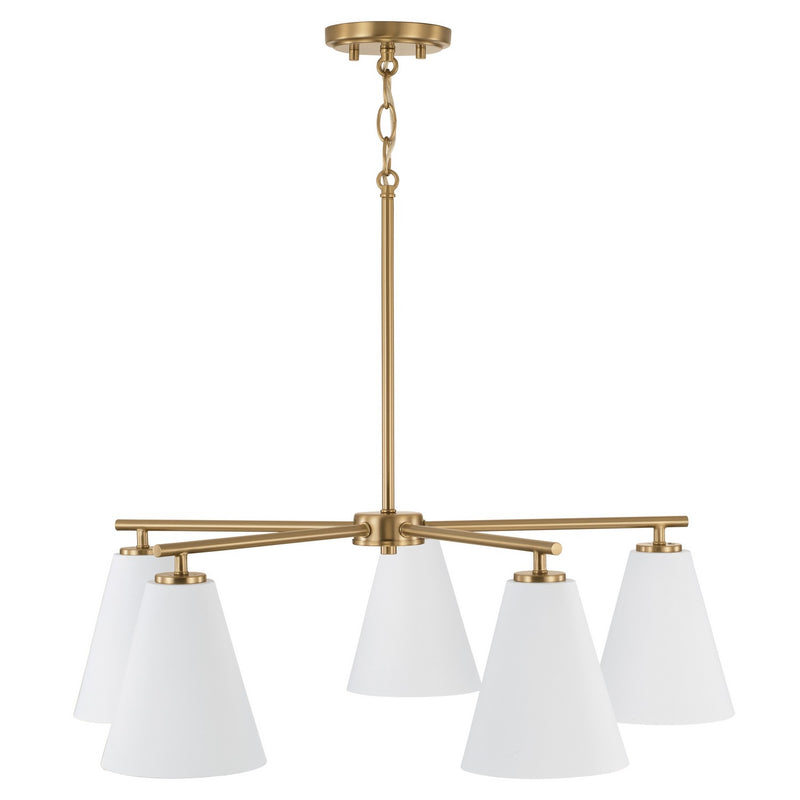 Capital Lighting AA1040RE Five Light Chandelier, Matte Brass and White (2)