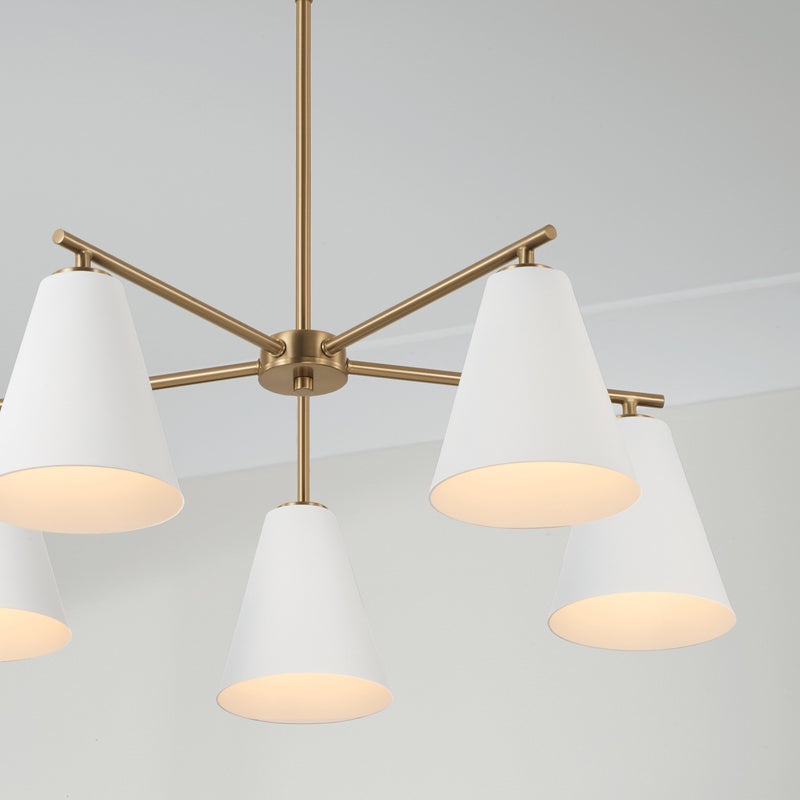 Capital Lighting AA1040RE Five Light Chandelier, Matte Brass and White (4)