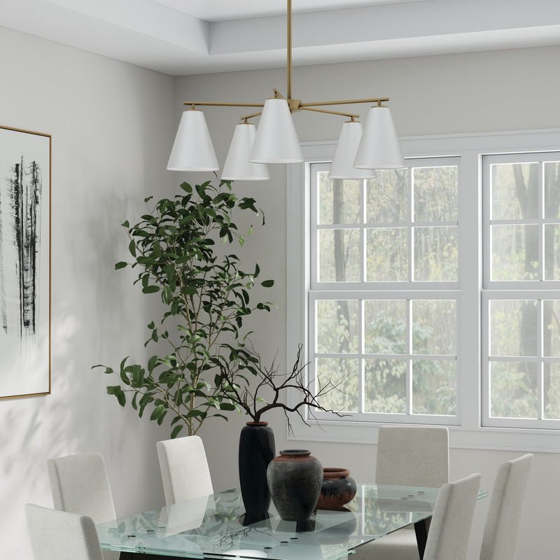 Capital Lighting AA1040RE Five Light Chandelier, Matte Brass and White (5)