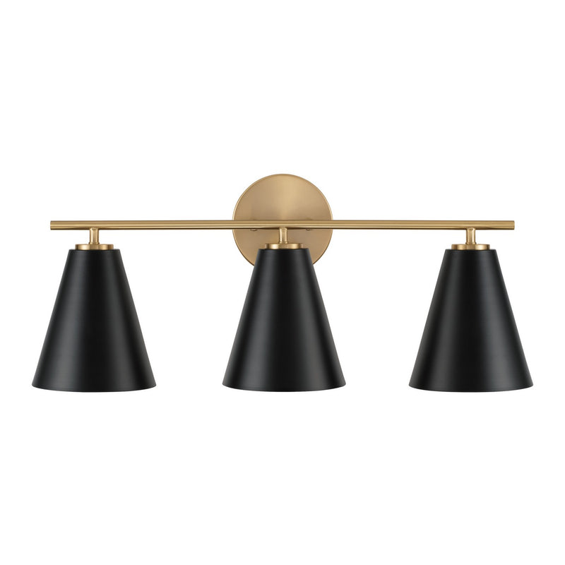 Capital Lighting AA1039RK Three Light Vanity, Matte Brass and Black (2)