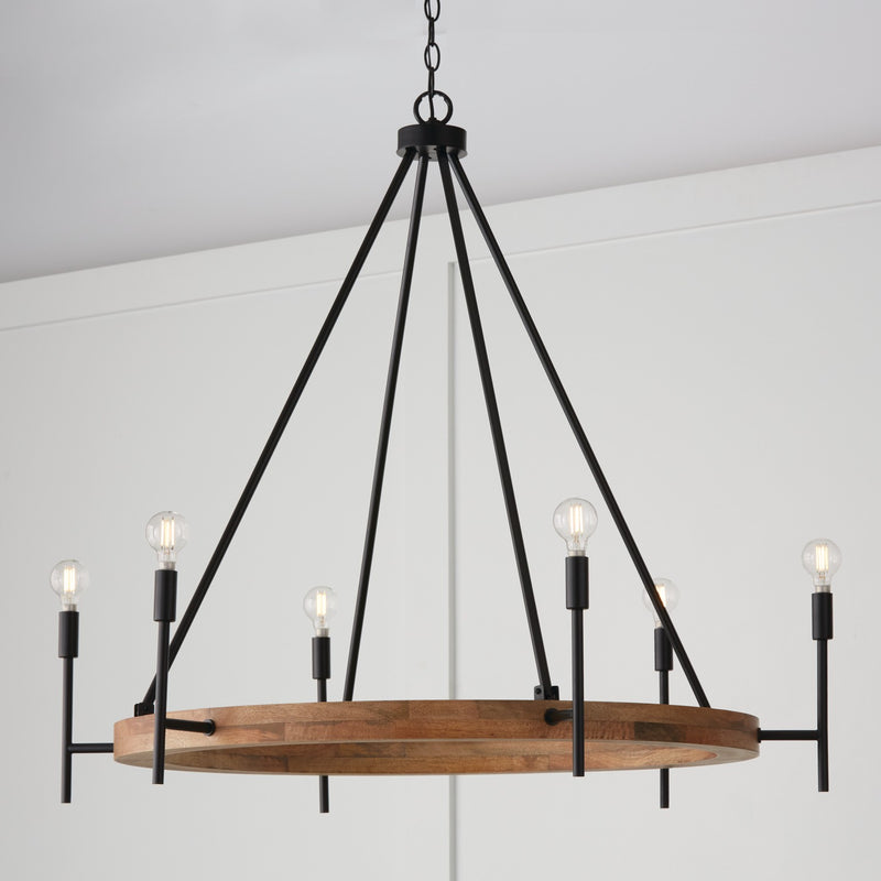 Capital Lighting 450861WK-709 Jonah Six Light Chandelier, Light Wood and Matte Black Alternate Image.jpg