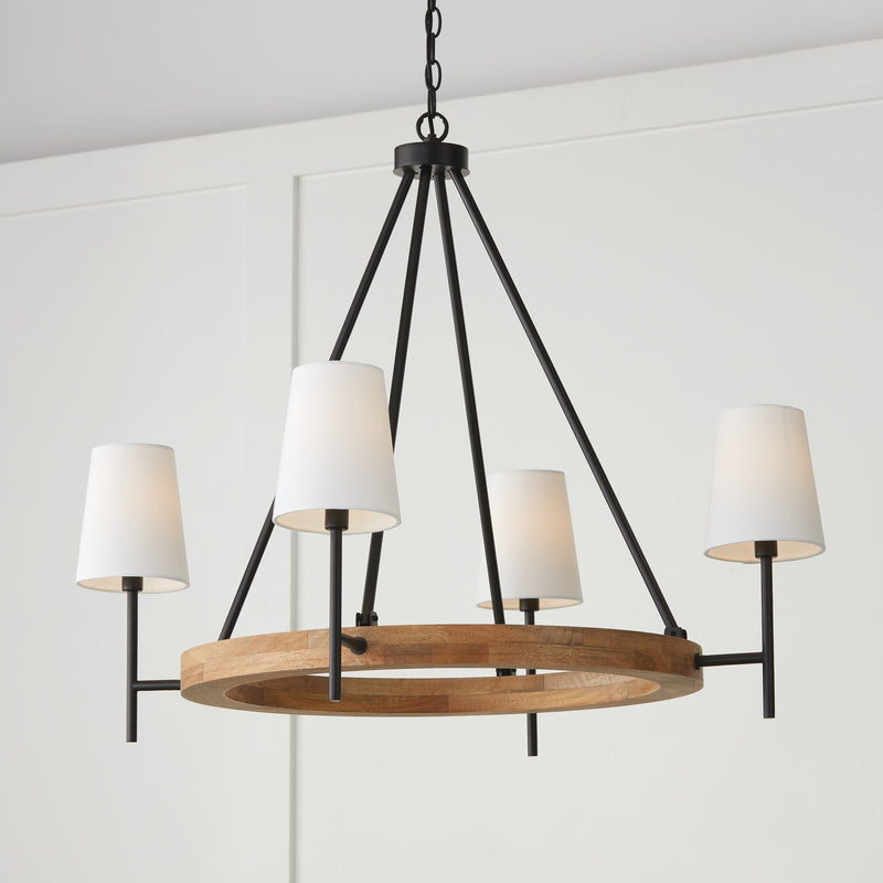 Capital Lighting 450841WK-709 Jonah Four Light Chandelier, Light Wood and Matte Black Alternate Image 4.jpg