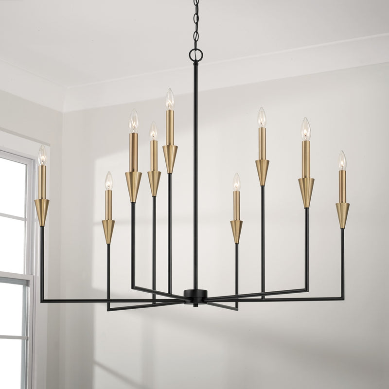 Capital Lighting 451991AB Avant Nine Light Chandelier, Aged Brass and Black Alternate Image 3.jpg
