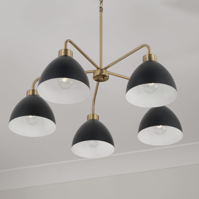 Capital Lighting 452051AB Ross Five Light Chandelier, Aged Brass and Black Alternate Image 2.jpg
