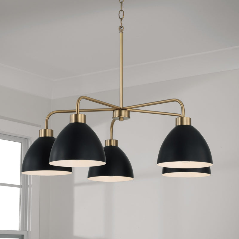 Capital Lighting 452051AB Ross Five Light Chandelier, Aged Brass and Black Alternate Image 3.jpg