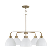 Capital Lighting 452051AW Ross Five Light Chandelier, Aged Brass and White Alternate Image.jpg
