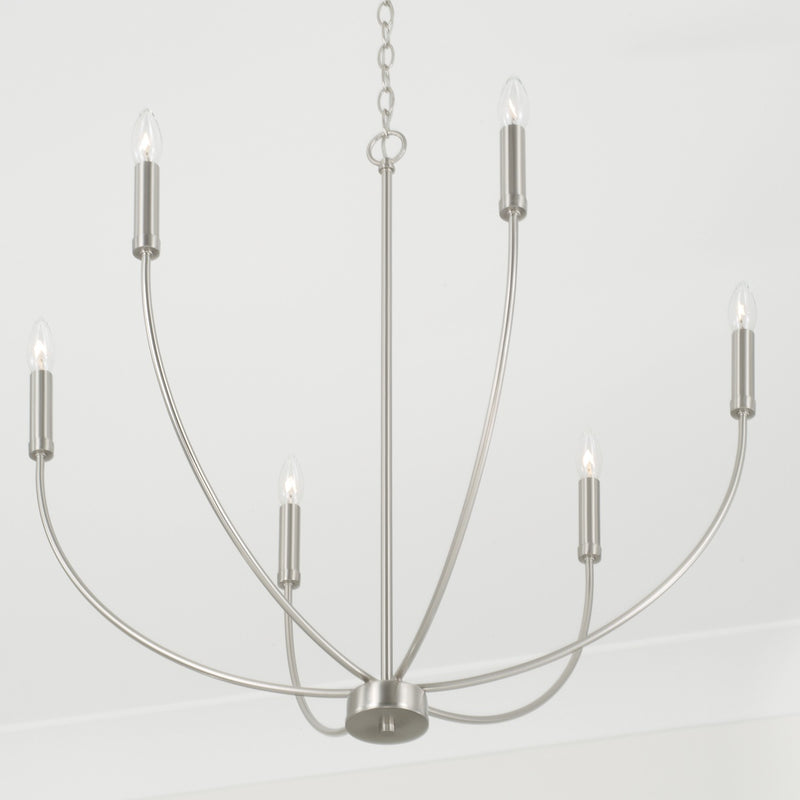 Capital Lighting 452161BN Ansley Six Light Chandelier, Brushed Nickel Alternate Image 2.jpg