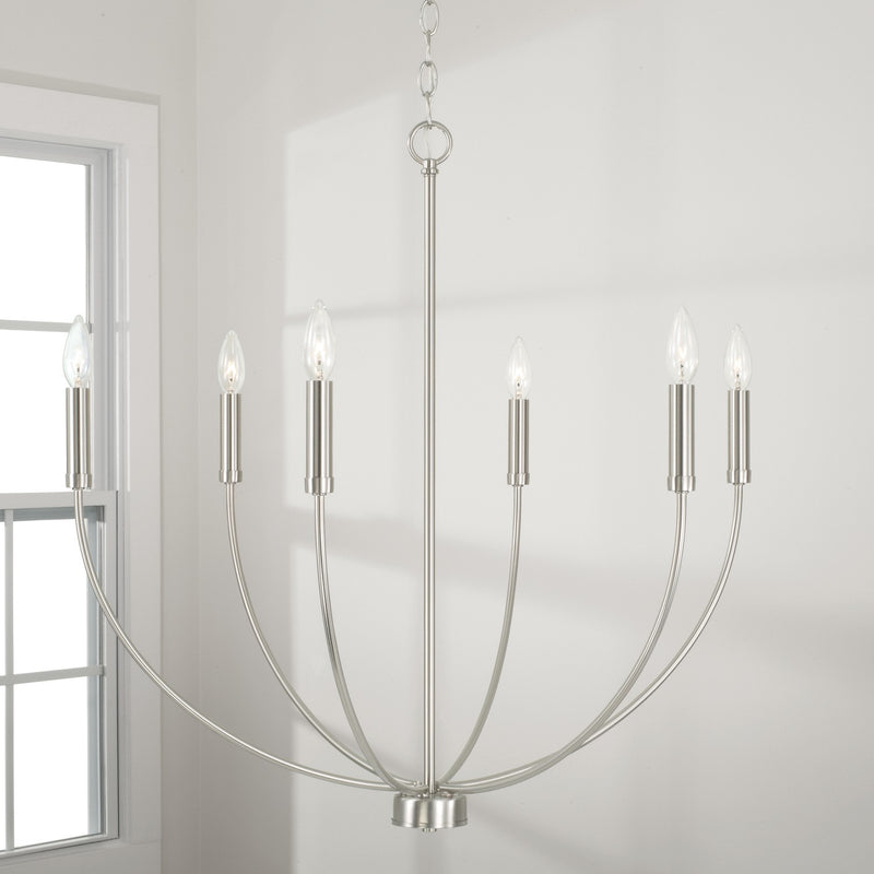 Capital Lighting 452161BN Ansley Six Light Chandelier, Brushed Nickel Alternate Image 3.jpg
