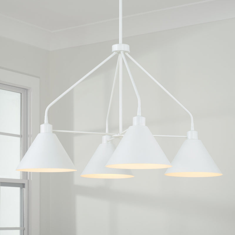 Capital Lighting 451341WE Alden Four Light Chandelier, Matte White Alternate Image 3.jpg
