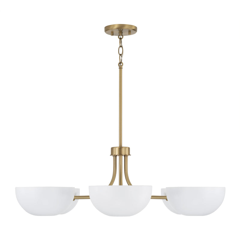 Capital Lighting 451461AW Reece Six Light Chandelier, Aged Brass and White Alternate Image.jpg