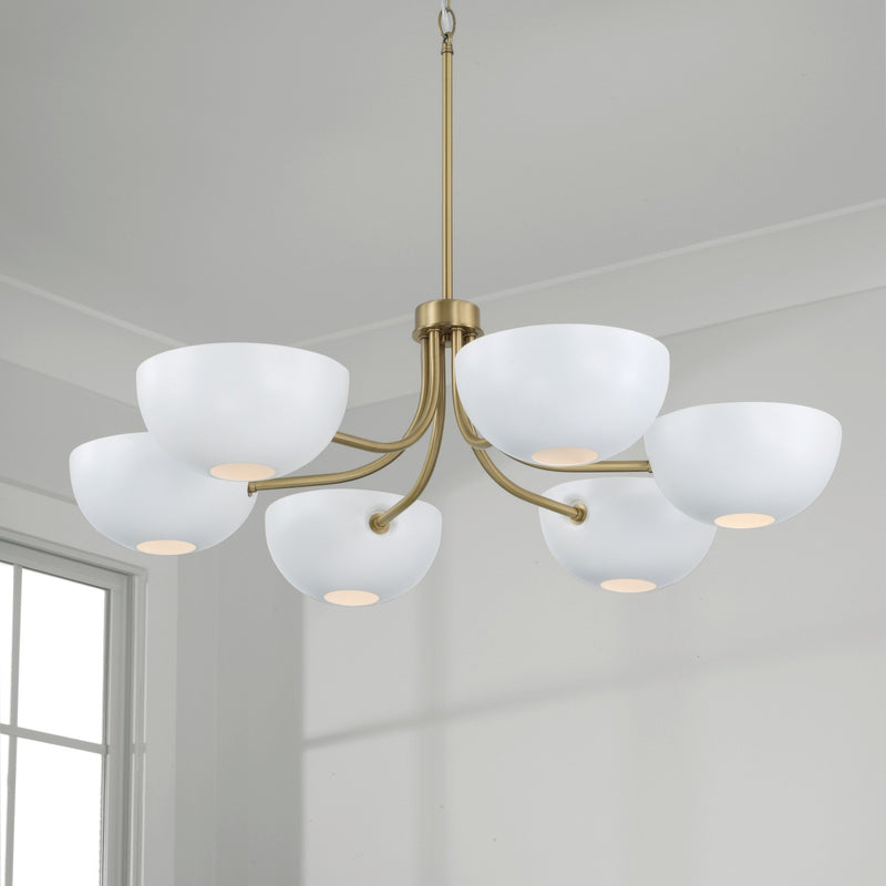 Capital Lighting 451461AW Reece Six Light Chandelier, Aged Brass and White Alternate Image 6.jpg