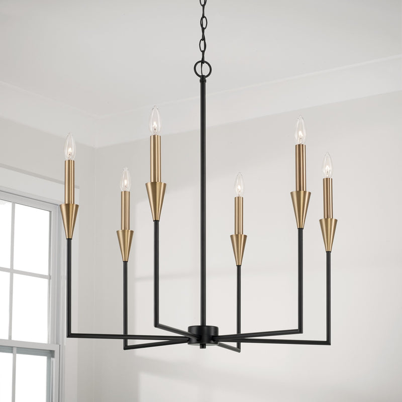 Capital Lighting 451961AB Avant Six Light Chandelier, Aged Brass and Black Alternate Image 4.jpg