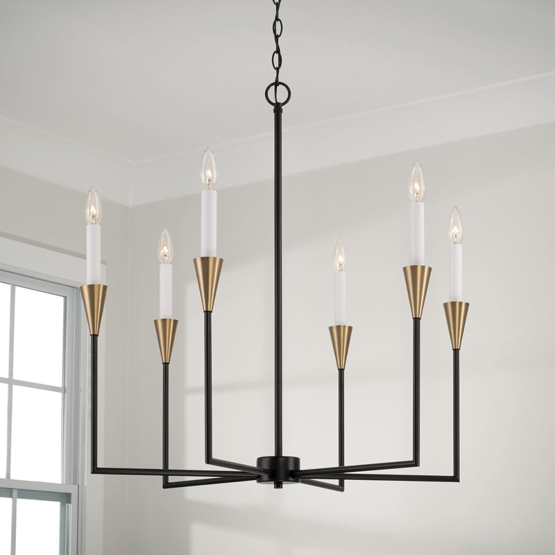 Capital Lighting 451961AB Avant Six Light Chandelier, Aged Brass and Black Alternate Image.jpg