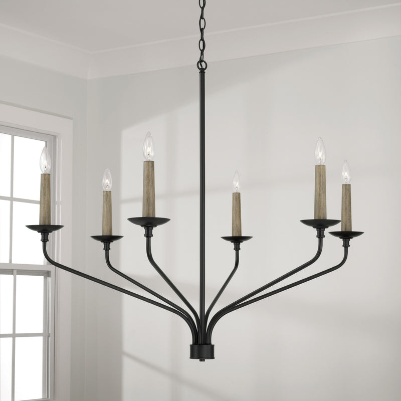 Capital Lighting 451562MB Wilder Six Light Chandelier, Matte Black Alternate Image 4.jpg