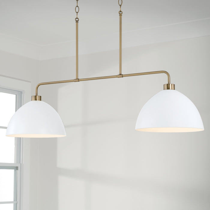 Capital Lighting 852021AW Ross Two Light Island Pendant, Aged Brass and White Alternate Image 2.jpg