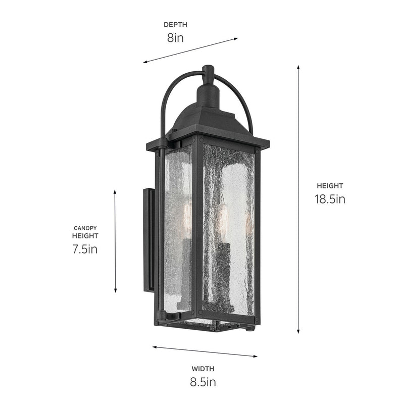 Kichler 49714BKT Two Light Outdoor Wall Mount, Textured Black (3)