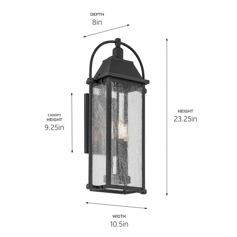 Kichler 49715BKT Three Light Outdoor Wall Mount, Textured Black (2)