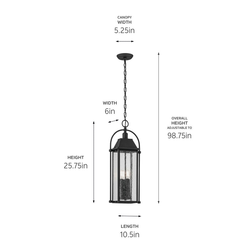 Kichler 49718BKT Four Light Outdoor Pendant, Textured Black (3)