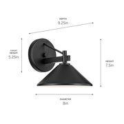 Kichler 49059BK One Light Outdoor Wall Mount, Black (4)