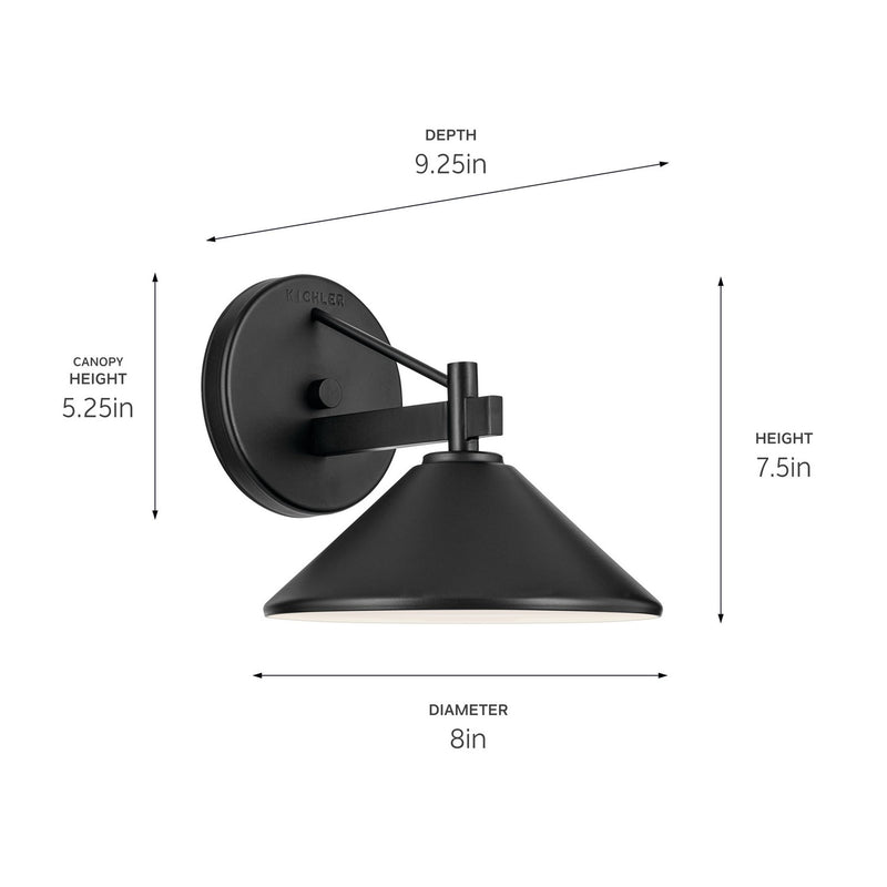 Kichler 49059BK One Light Outdoor Wall Mount, Black (4)