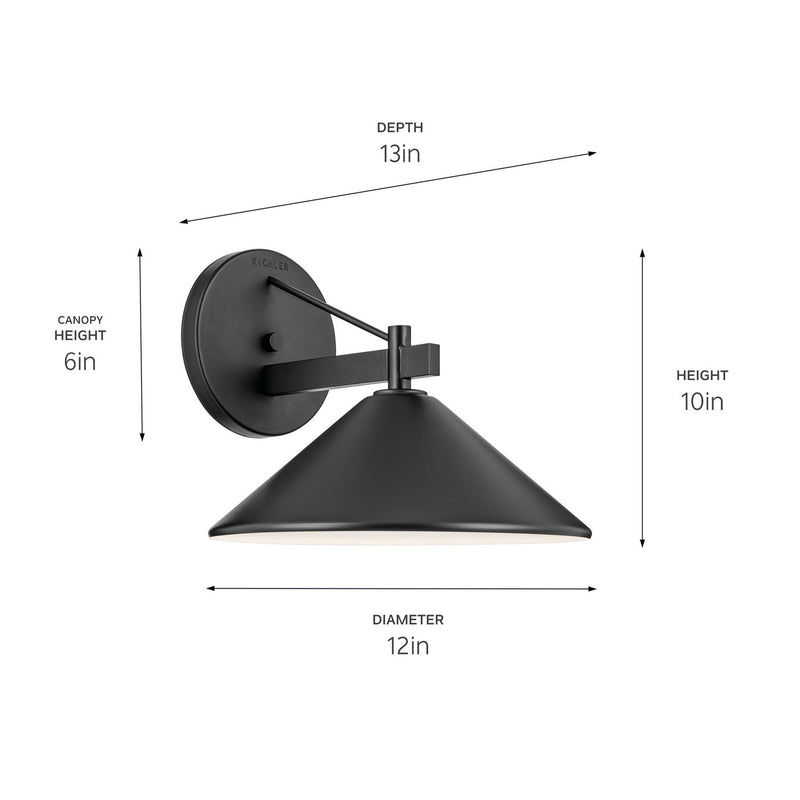 Kichler 49061BK One Light Outdoor Wall Mount, Black (4)