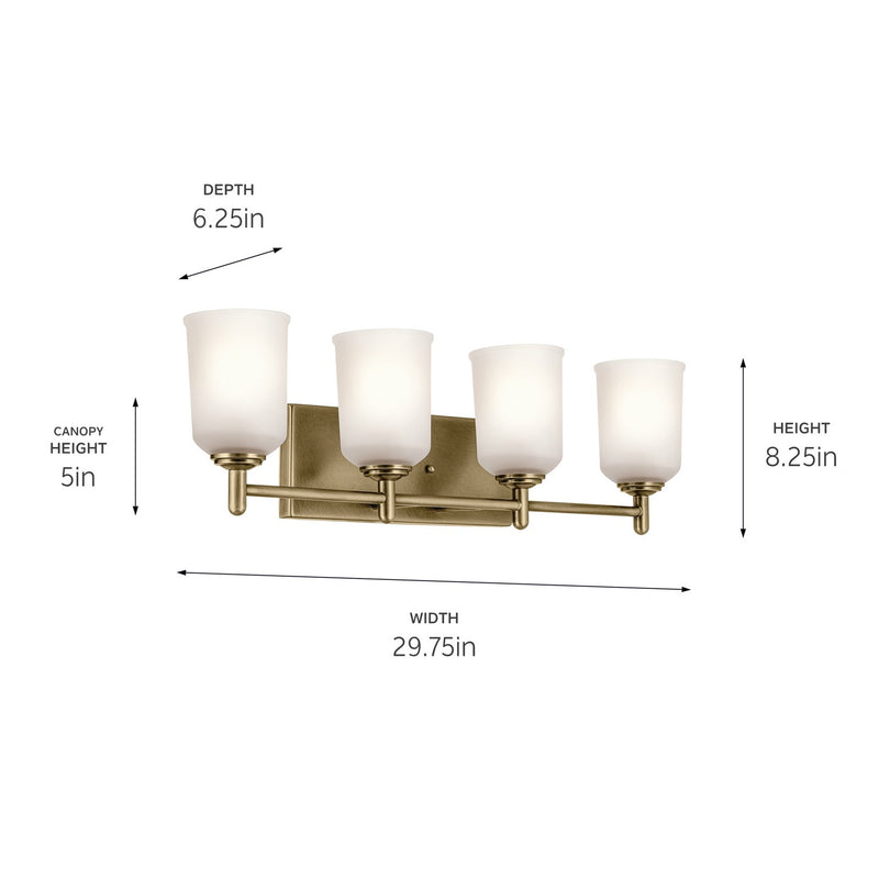 Kichler 45575NBR Four Light Bath, Natural Brass (2)