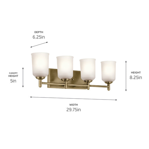 Kichler 45575NBR Four Light Bath, Natural Brass (2)