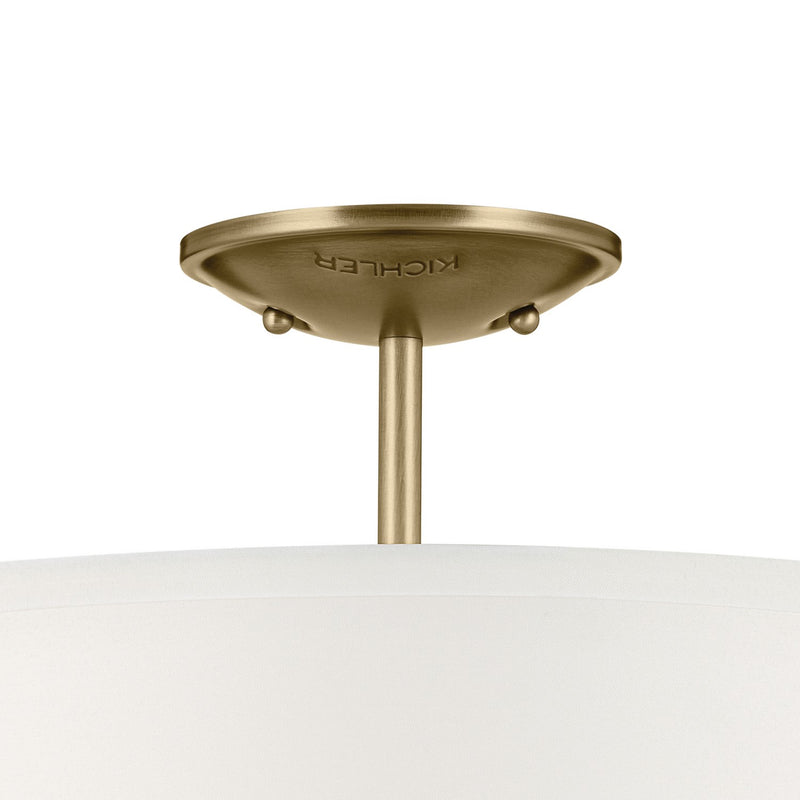 Kichler 43675NBR Three Light Semi Flush Mount, Natural Brass (2)