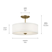 Kichler 43675NBR Three Light Semi Flush Mount, Natural Brass (4)