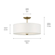 Kichler 43692NBR Three Light Semi Flush Mount, Natural Brass (3)