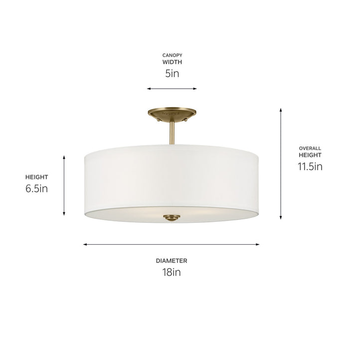 Kichler 43692NBR Three Light Semi Flush Mount, Natural Brass (3)