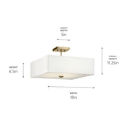 Kichler 43693NBR Three Light Semi Flush Mount, Natural Brass (4)