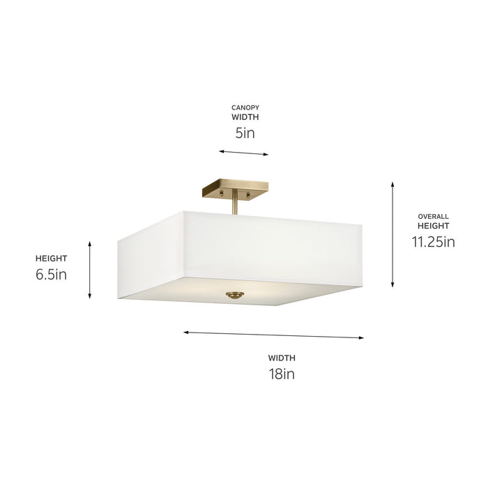 Kichler 43693NBR Three Light Semi Flush Mount, Natural Brass (4)