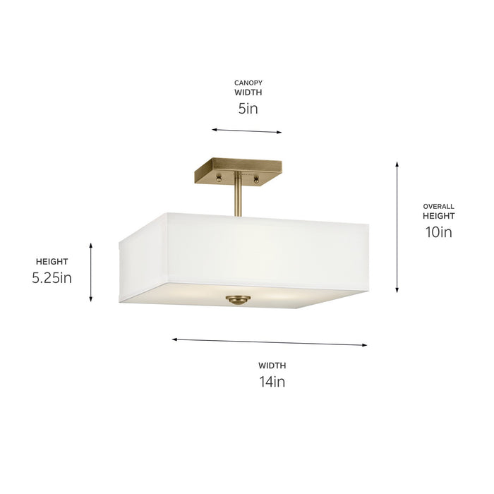 Kichler 43691NBR Three Light Semi Flush Mount, Natural Brass (3)