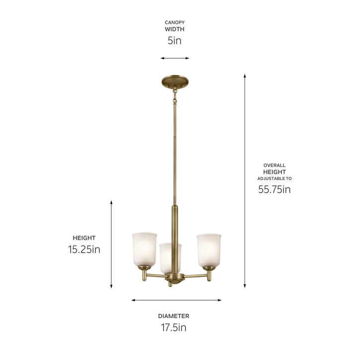 Kichler 43670NBR Three Light Mini Chandelier, Natural Brass (4)
