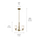 Kichler 43670NBR Three Light Mini Chandelier, Natural Brass (4)