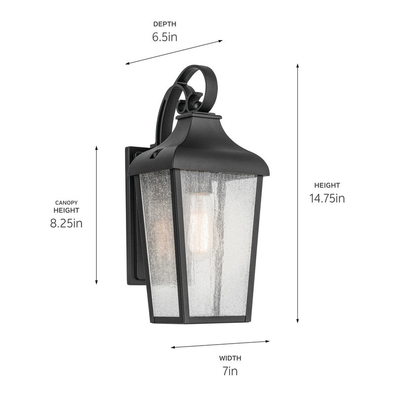 Kichler 49735BKT One Light Outdoor Wall Mount, Textured Black (3)