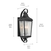Kichler 49738BKT Three Light Outdoor Wall Mount, Textured Black (2)